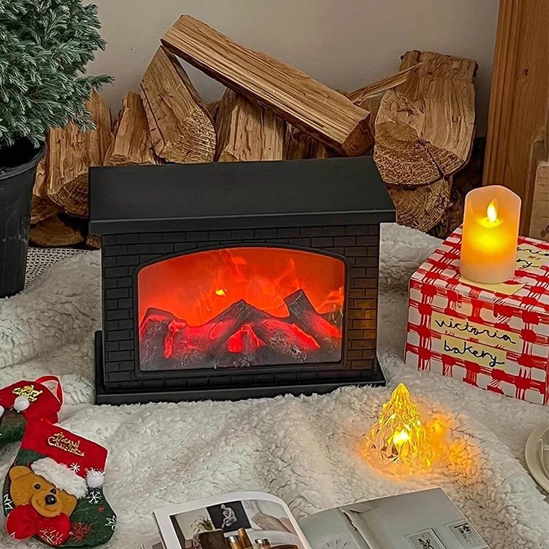 Decor Lighting Table Lamps - クリスマス暖炉炎ライト炭風LEDテーブルライトランプ、ホリデー冬ギフトパーティー暖かい家の装飾LEDライト