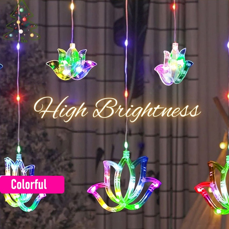 Outdoor Lighting Wedding Decor - 4M 8モード ディープアヴァリ ロータス アイシクル カーテンライト