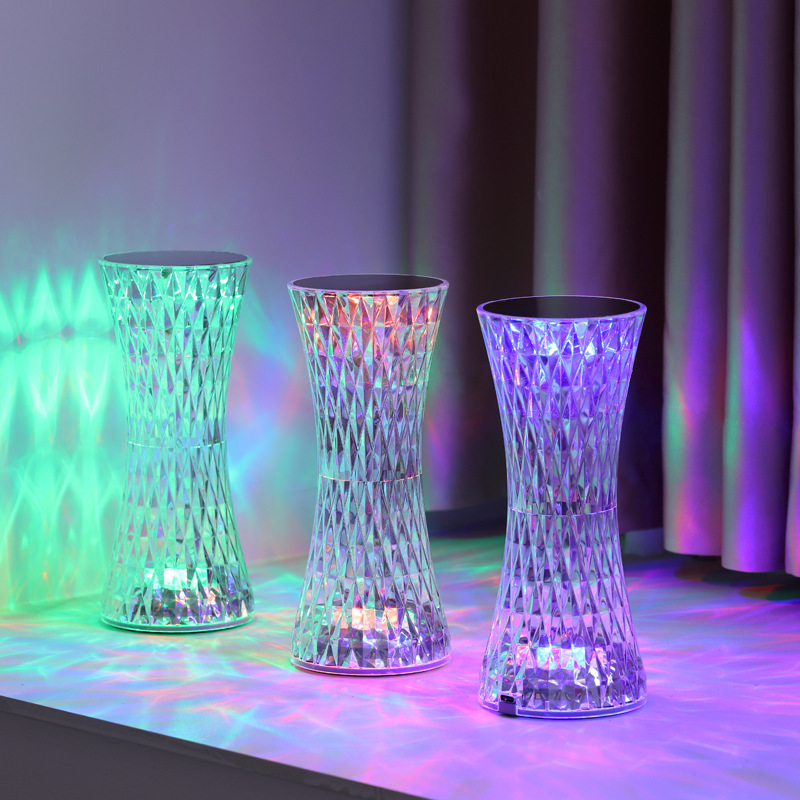 Decor Lighting Table Lamps - クリスタルベッドサイドテーブルランプクリスマスアクリル装飾ナイトライト寝室ベッドサイドLED照明ギフトダイヤモンドデスクランプUSB充電式