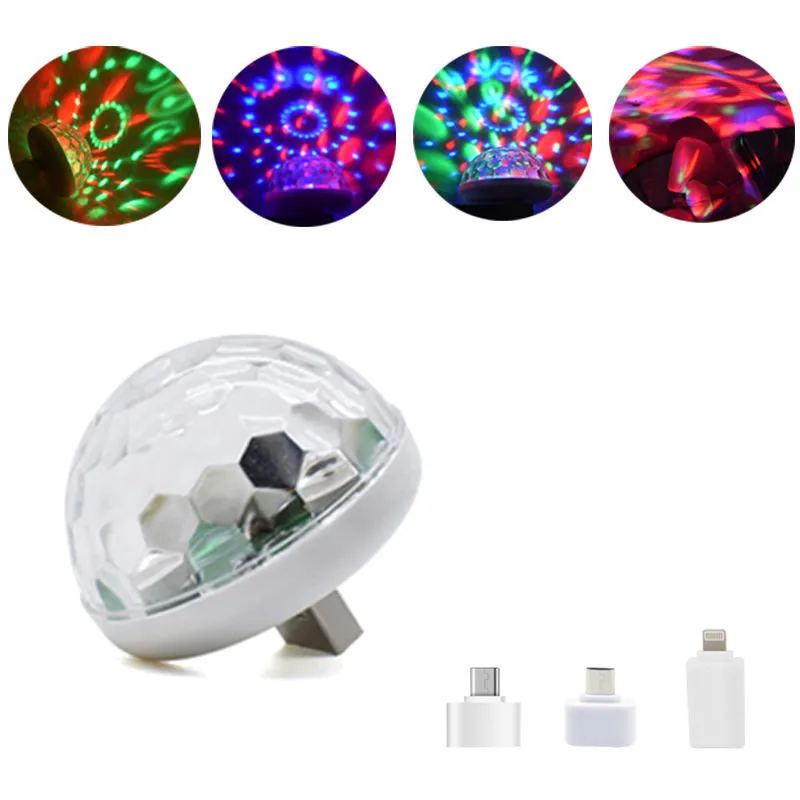Lighting Effect Home Decor - ポップUSBミニディスコステージライトLEDクリスマスパーティーDJカラオケ車装飾ランプ携帯電話音楽制御クリスタルマジックボールカラフルライト
