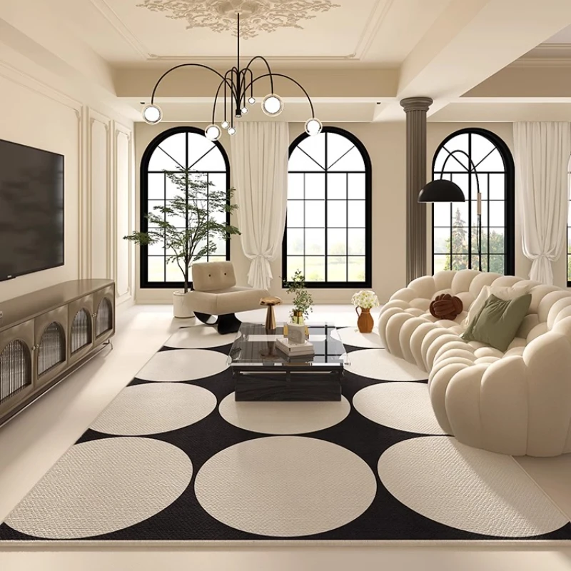 Decor Lighting Online - ライトラグジュアリーリビングルーム装飾カーペット 黒白 高級感あふれるふわふわマット ホームアート 寝室 ベッドサイド