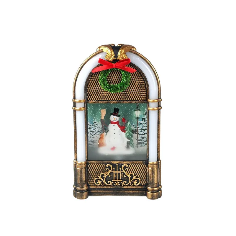 Lighting Effect Home Decor - 2024年新作クリスマスジュークボックスミュージックボックス、LEDライトと自動降雪効果付き、お祝いのホリデーホームデコレーションギフト H05