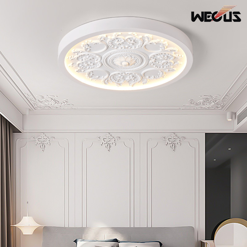 Home Decor Lighting Wholesale - ヴィンテージフランス製クリーム色の彫刻が施された芸術的な天井照明 - 寝室、リビングルーム、書斎用の装飾ランプ、卸売販売