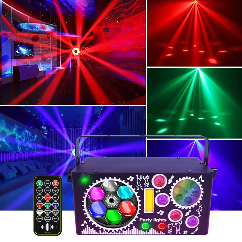 Lighting Effect Home Decor - LED レーザー投影舞台照明 RGBW DJ ディスコパーティーライトリモコンクリスマスクラブ結婚式ホームバー装飾