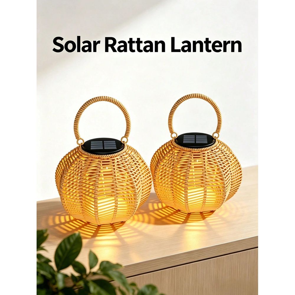 Outdoor Lighting Wedding Decor - ラタン製ソーラーアンビエントライト、家の装飾用、吊り下げランタン、室内装飾、屋外集会、結婚式、お祭りの夜、ガ