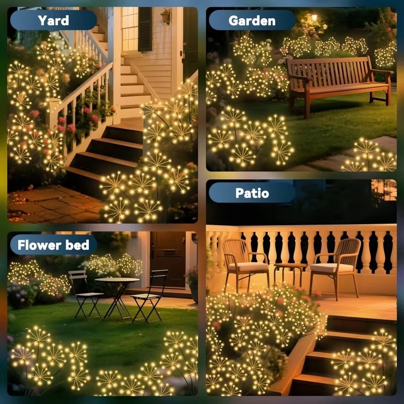 2 個ソーラーガーデンライトホタルスパークリングスター花火ラ - Outdoor Lighting Wedding Decor のレビューと価格