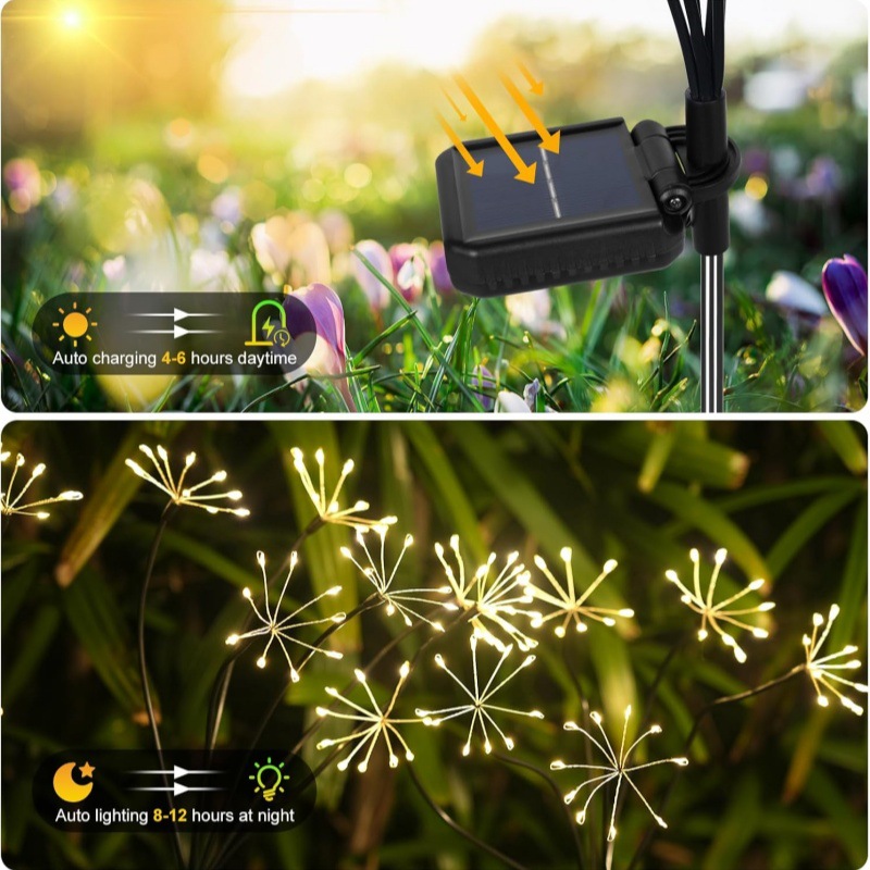 2 個ソーラーガーデンライトホタルスパークリングスター花火ラ - Outdoor Lighting Wedding Decor のレビューと価格