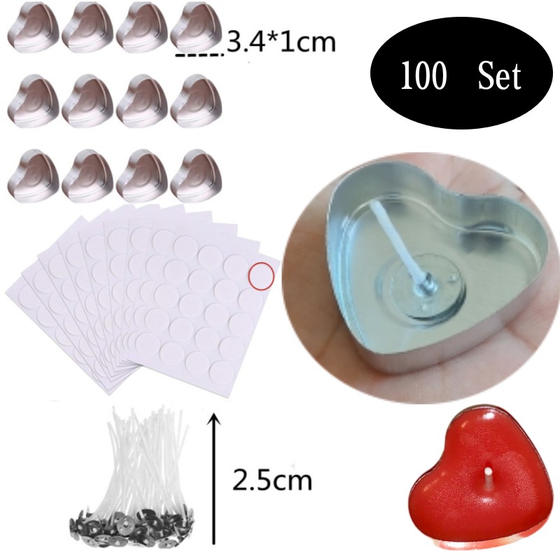 100 セットハート型空のアルミティーライトキャンドルワック - Candle Holder Set のレビューと価格