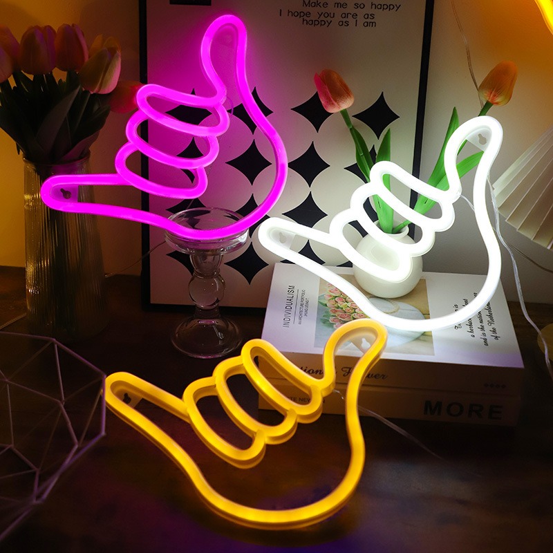 LED ネオンサイン平和手勝利勝利ジェスチャー指ナイトランプ - Ok Lighting Decor のレビューと価格