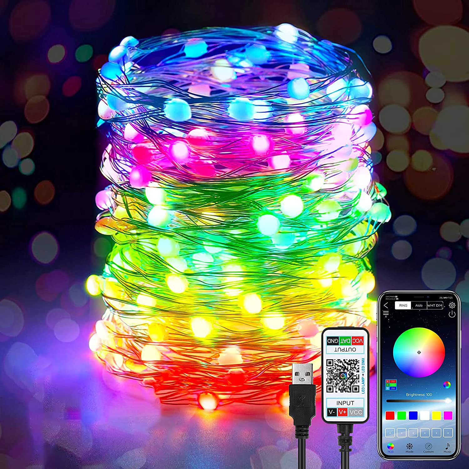USB LED ストリングライトスマートガーランド Blue - Outdoor Lighting Wedding Decor のレビューと価格