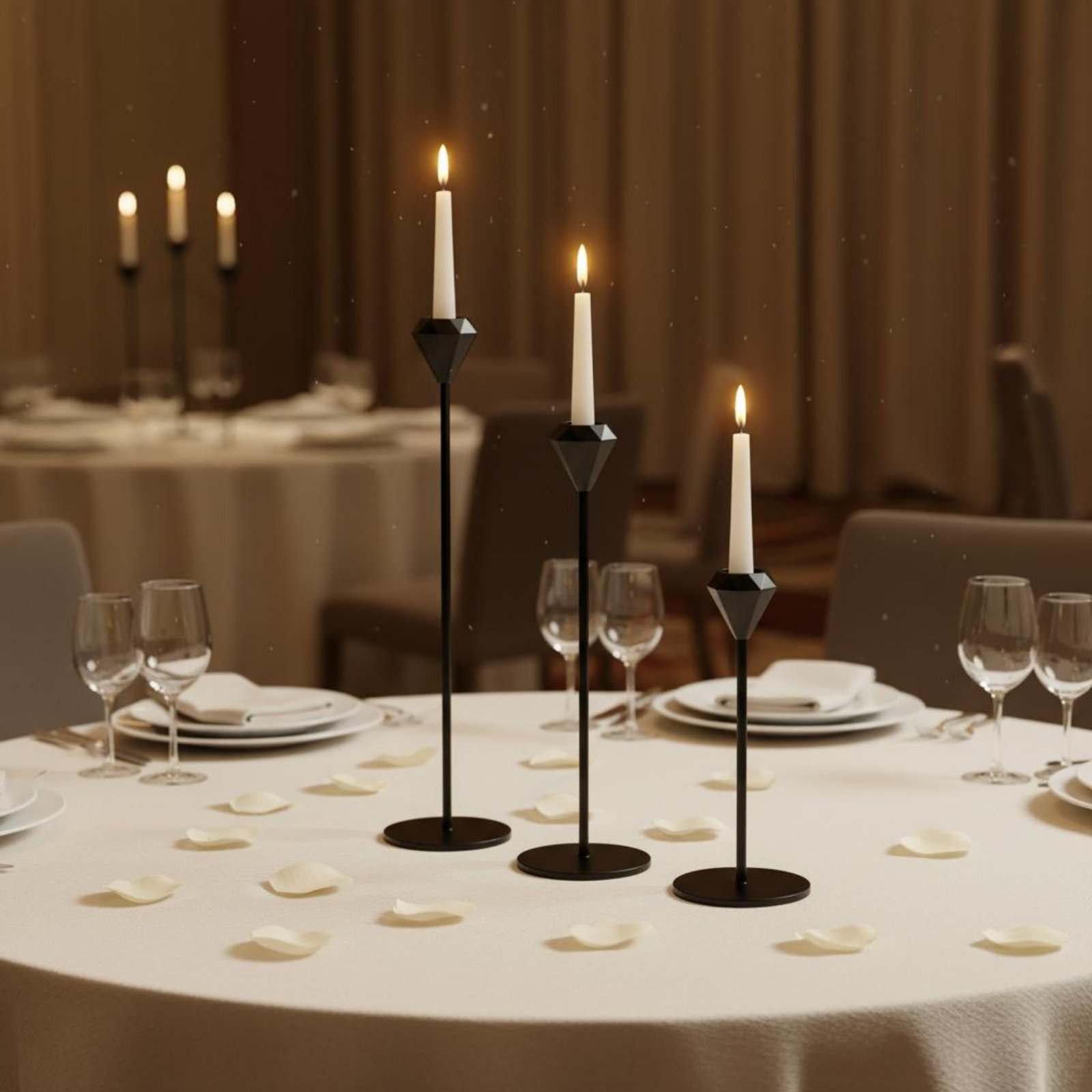 3ピースクリスタルトップキャンドルスティックセット エレガン - Candle Holder Set のレビューと価格