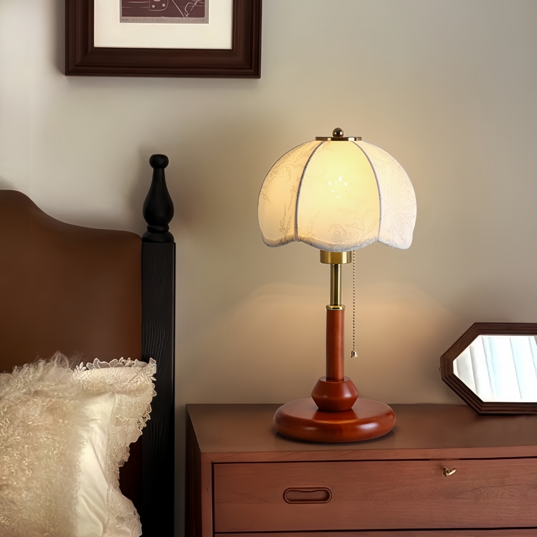 ヴィンテージスカラップドームテーブルランプ寝室ナイトスタンド - Decor Lighting Table Lamps のレビューと価格