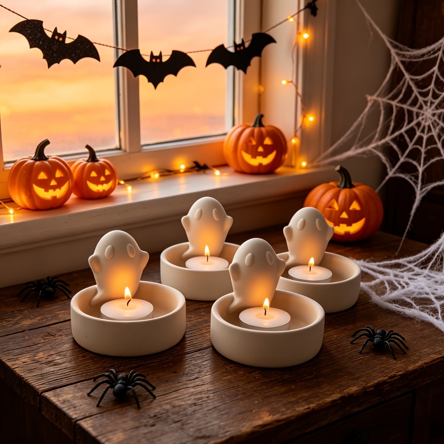 1個入り ハロウィン ゴースト型キャンドルホルダー飾り型 ド - Candle Holder Set のレビューと価格