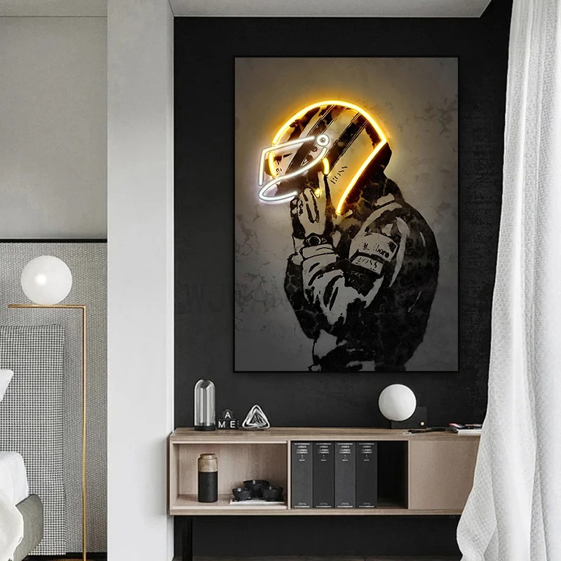 レトログラフィティファッションネオンライト効果オートバイヘル - Lighting Effect Home Decor のレビューと価格