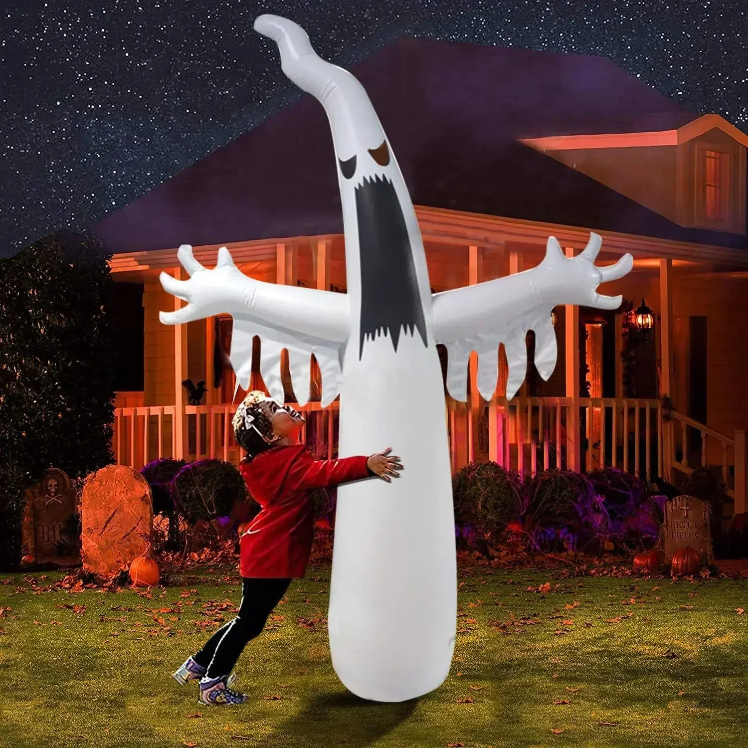 ハロウィンインフレータブル怖いゴースト LED ライト付き子 - Outdoor Lighting Wedding Decor のレビューと価格