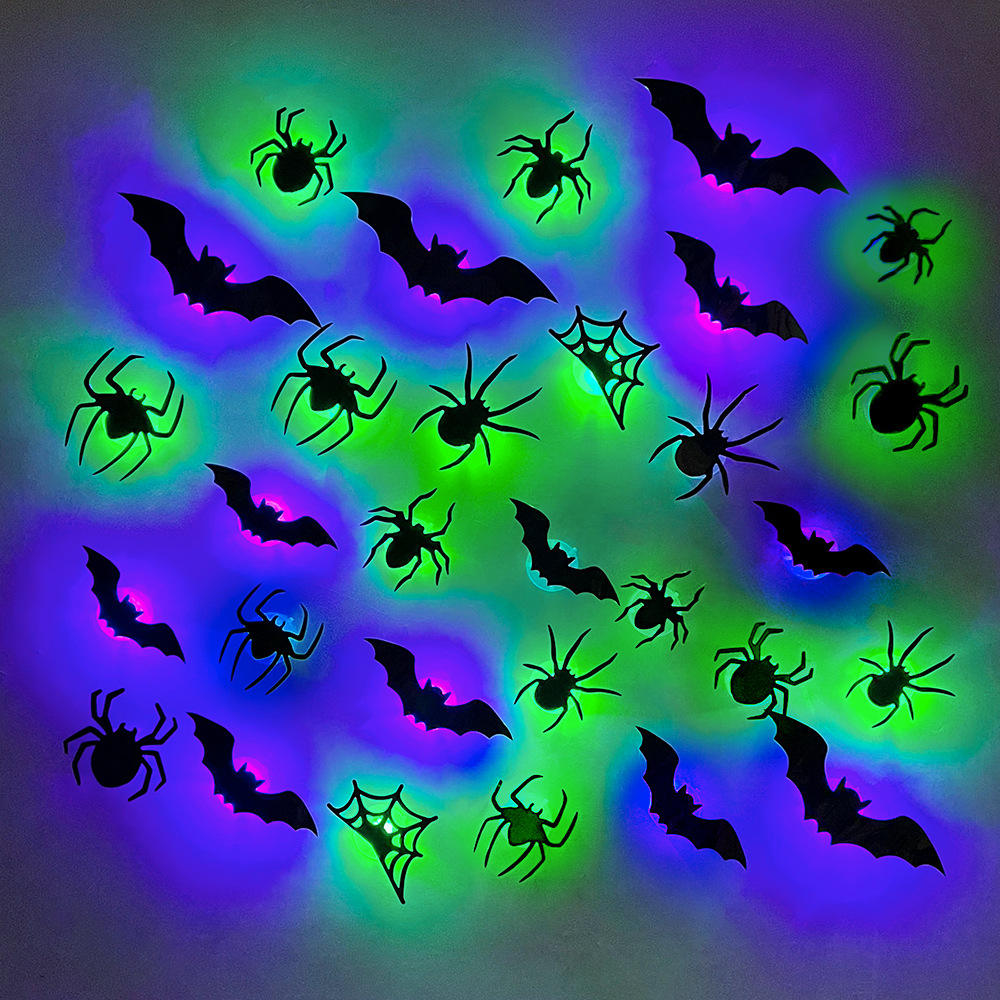 ハロウィン LED コウモリ クモ デコレーション 暗闇で光 - Outdoor Lighting Wedding Decor のレビューと価格