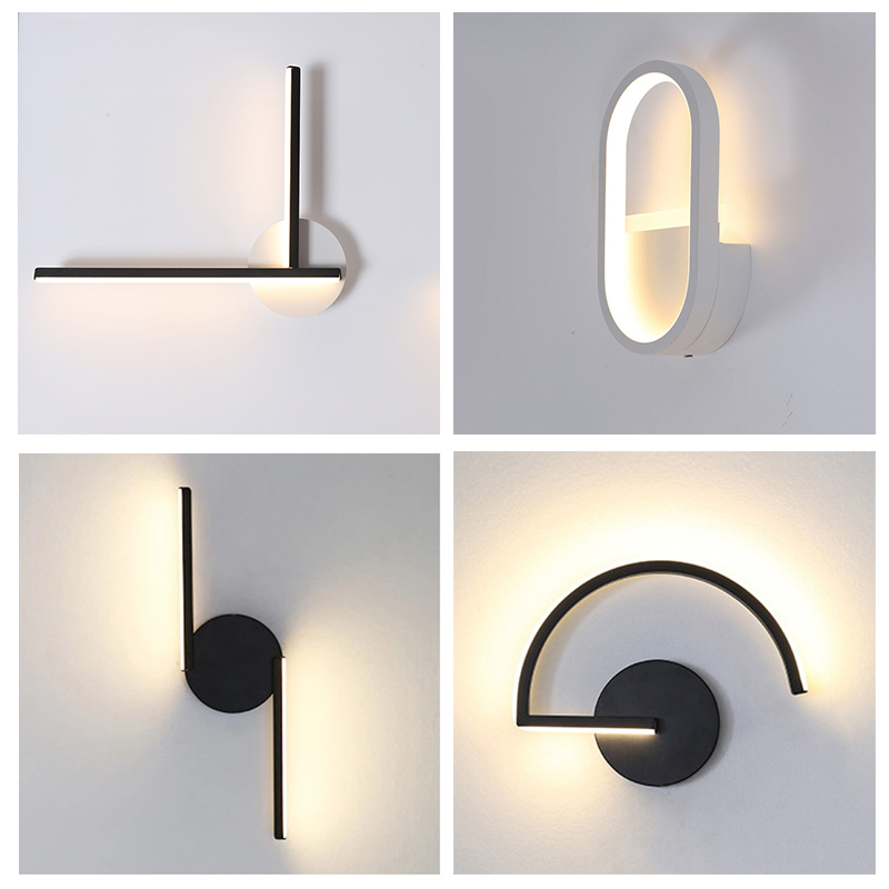 モダンな北欧LEDウォールランプ、ミニマリストブラック幾何学 - Decor Lighting Table Lamps のレビューと価格