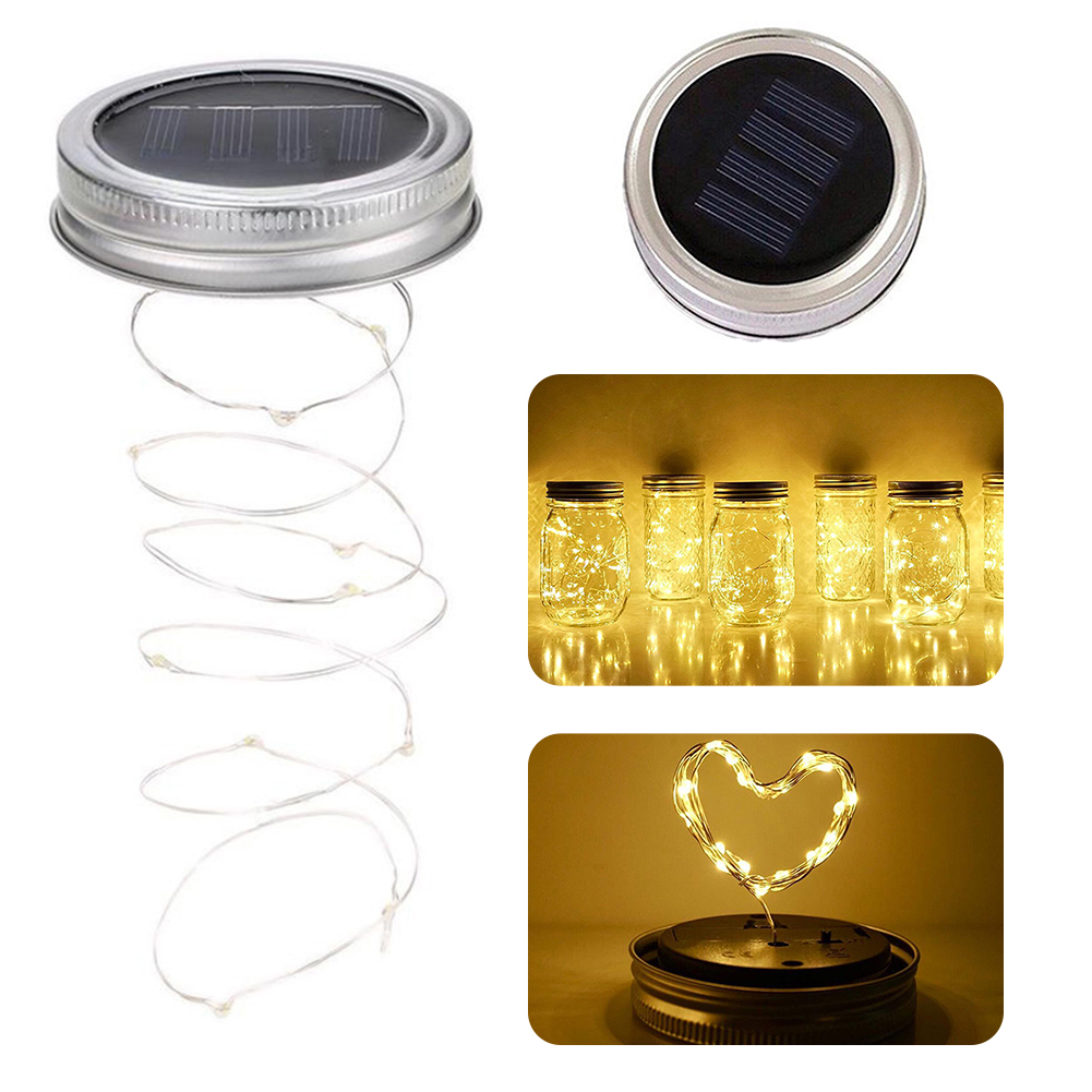 LEDソーラーフェアリーライト、メイソンジャー蓋用、庭、クリ - Outdoor Lighting Wedding Decor のレビューと価格