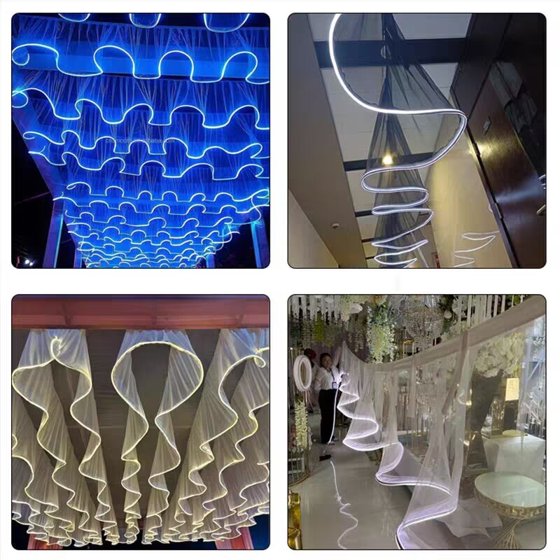 結婚式の天井装飾 屋外LED発光ウェーブガーゼカーテン スト - Outdoor Lighting Wedding Decor のレビューと価格
