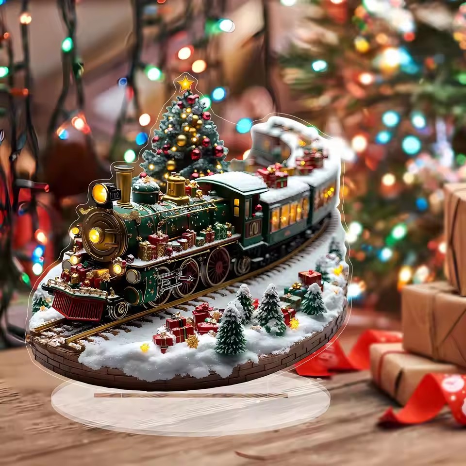 ユニークなクリスマス村の家セット、回転する電車のディスプレイ - Unique Lighting Decor のレビューと価格