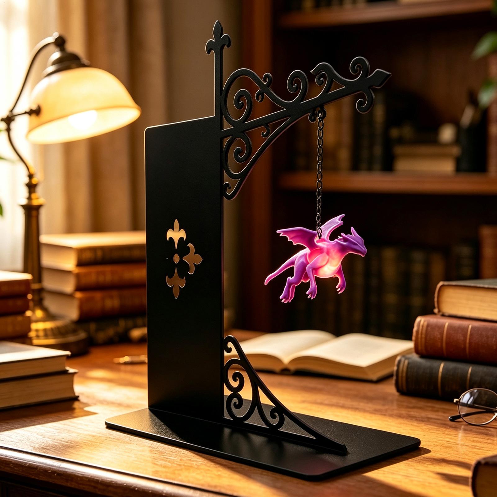 ユニークな浮遊ドラゴン型本棚ランプ、空飛ぶドラゴン型本棚ライ - Unique Lighting Decor のレビューと価格