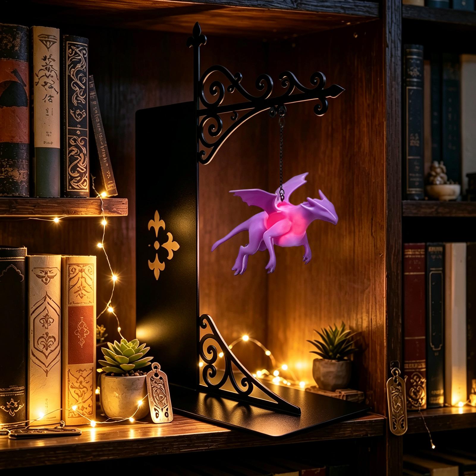 ユニークな浮遊ドラゴン型本棚ランプ、空飛ぶドラゴン型本棚ライ - Unique Lighting Decor のレビューと価格