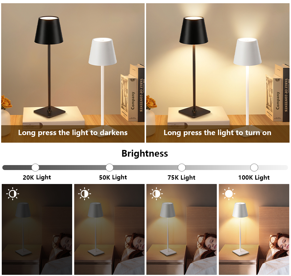 LED充電式デスクライトワイヤレステーブルランプ無段階調光タ - Decor Lighting Table Lamps のレビューと価格